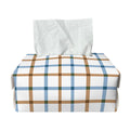 Blue And Brown Tattersall Pattern Print Rectangle Tissue Box Cover