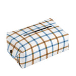 Blue And Brown Tattersall Pattern Print Rectangle Tissue Box Cover
