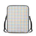 Blue And Brown Tattersall Pattern Print Rectangular Crossbody Bag