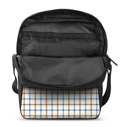 Blue And Brown Tattersall Pattern Print Rectangular Crossbody Bag