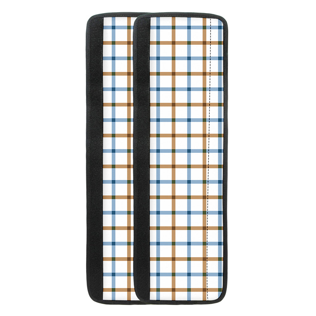 Blue And Brown Tattersall Pattern Print Refrigerator Handle Covers