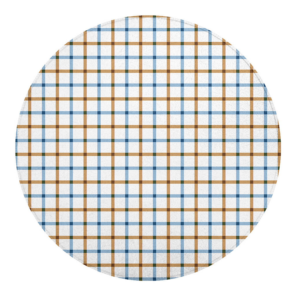 Blue And Brown Tattersall Pattern Print Round Blanket