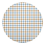 Blue And Brown Tattersall Pattern Print Round Blanket
