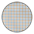 Blue And Brown Tattersall Pattern Print Round Floor Mat