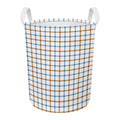 Blue And Brown Tattersall Pattern Print Round Laundry Basket