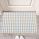 Blue And Brown Tattersall Pattern Print Rubber Doormat
