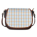 Blue And Brown Tattersall Pattern Print Saddle Bag