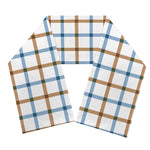 Blue And Brown Tattersall Pattern Print Scarf