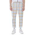 Blue And Brown Tattersall Pattern Print Joggers