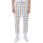 Blue And Brown Tattersall Pattern Print Scuba Joggers