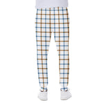 Blue And Brown Tattersall Pattern Print Scuba Joggers