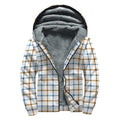 Blue And Brown Tattersall Pattern Print Sherpa Lined Zip Up Hoodie