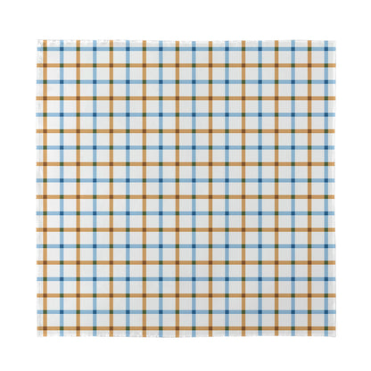 Blue And Brown Tattersall Pattern Print Silk Bandana