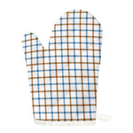 Blue And Brown Tattersall Pattern Print Single Oven Mitt