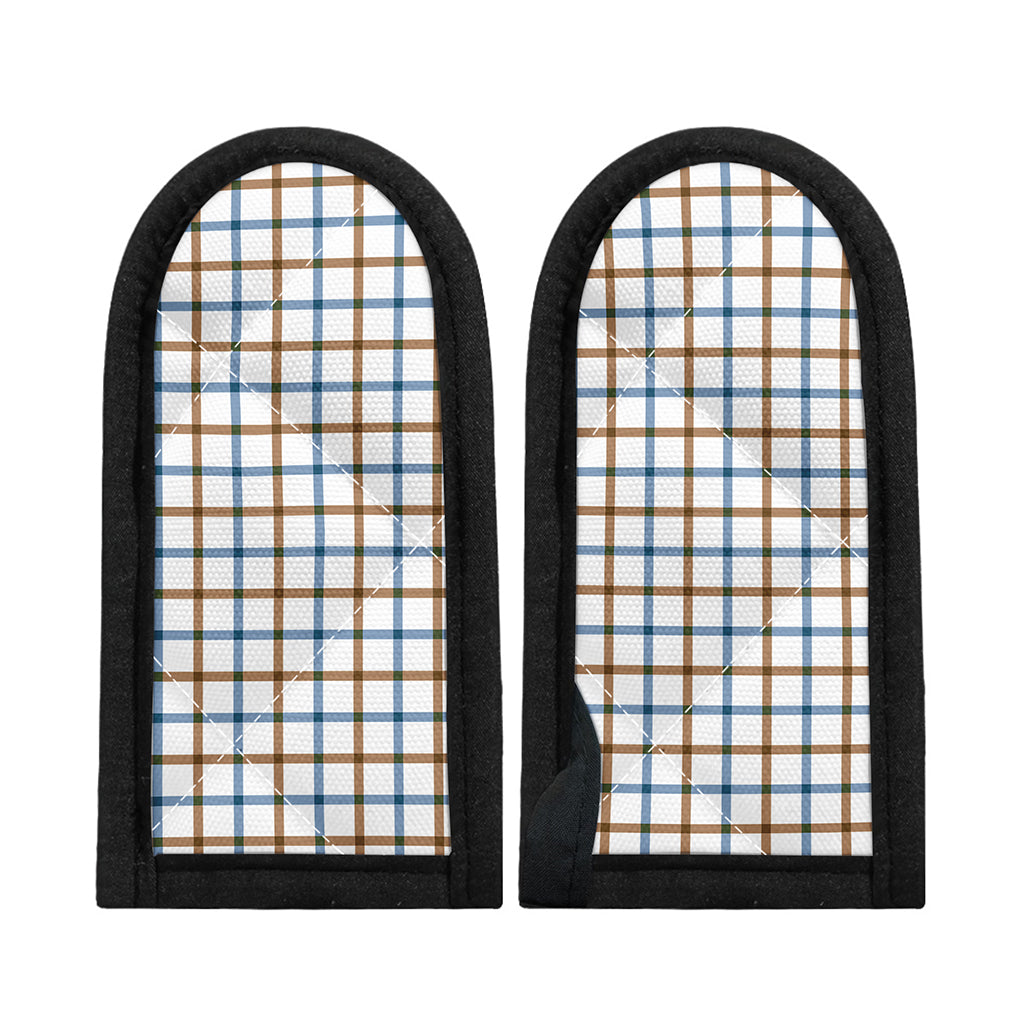 Blue And Brown Tattersall Pattern Print Skillet Handle Cover