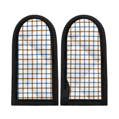 Blue And Brown Tattersall Pattern Print Skillet Handle Cover