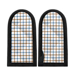 Blue And Brown Tattersall Pattern Print Skillet Handle Cover