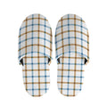 Blue And Brown Tattersall Pattern Print Slippers