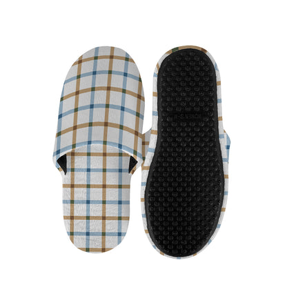 Blue And Brown Tattersall Pattern Print Slippers