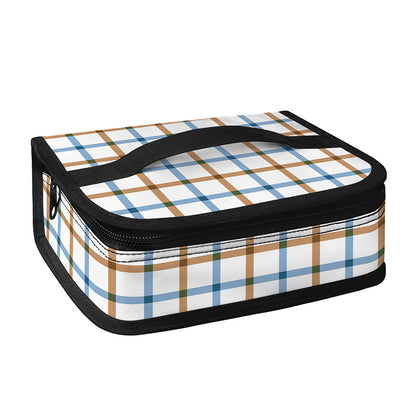 Blue And Brown Tattersall Pattern Print Small Lunch Bag