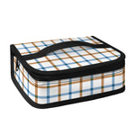 Blue And Brown Tattersall Pattern Print Small Lunch Bag