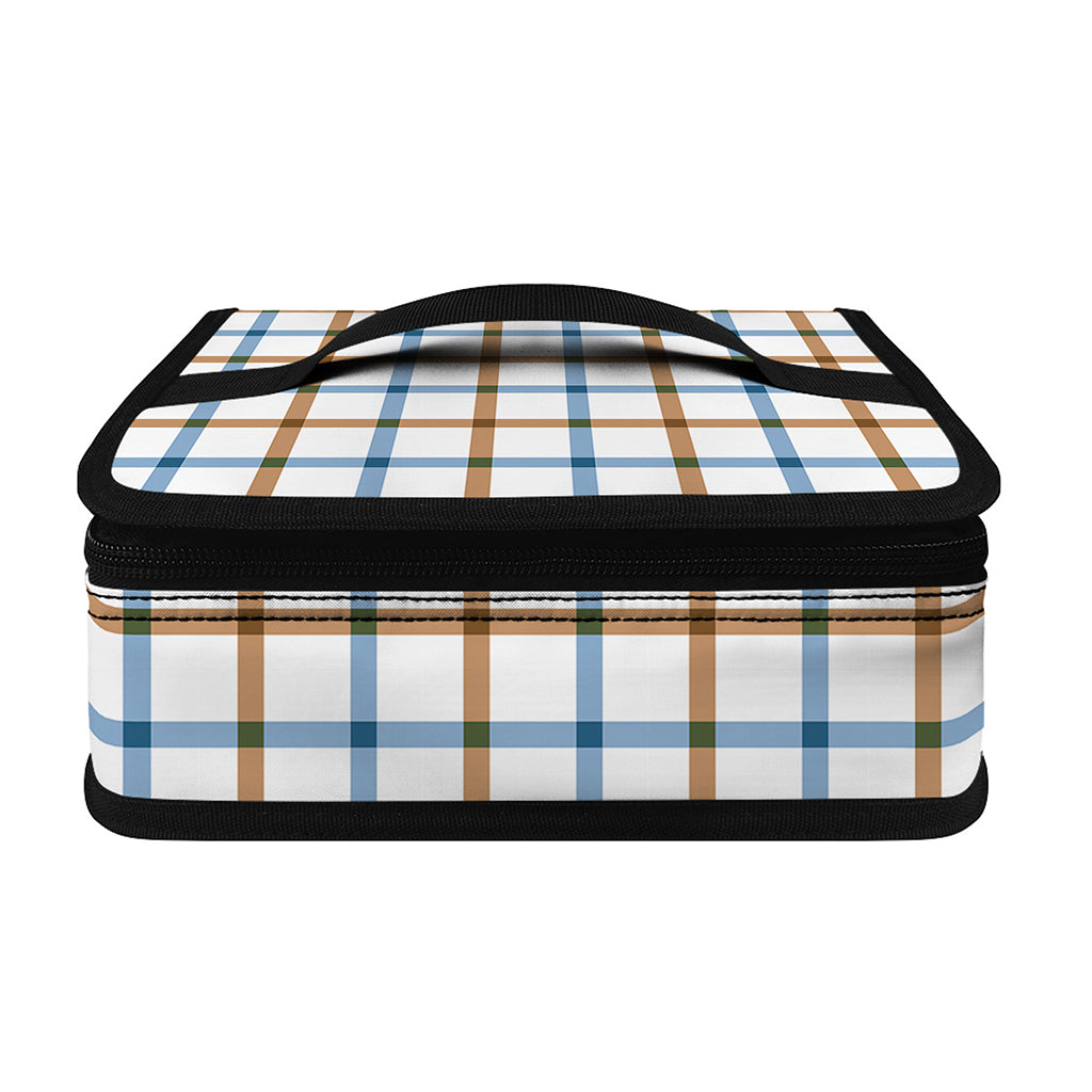 Blue And Brown Tattersall Pattern Print Small Lunch Bag
