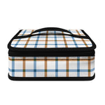Blue And Brown Tattersall Pattern Print Small Lunch Bag