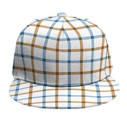 Blue And Brown Tattersall Pattern Print Snapback Cap