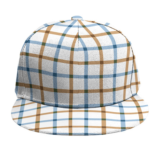 Blue And Brown Tattersall Pattern Print Snapback Cap