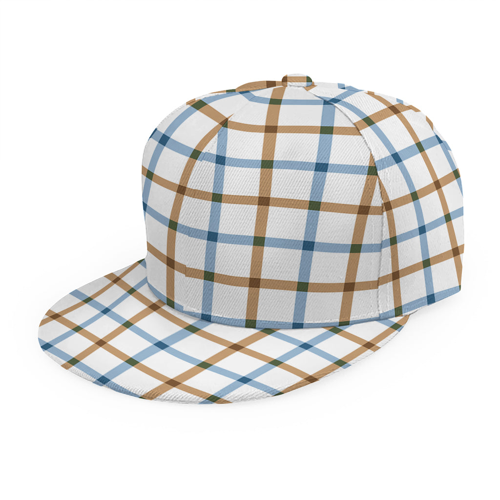 Blue And Brown Tattersall Pattern Print Snapback Cap