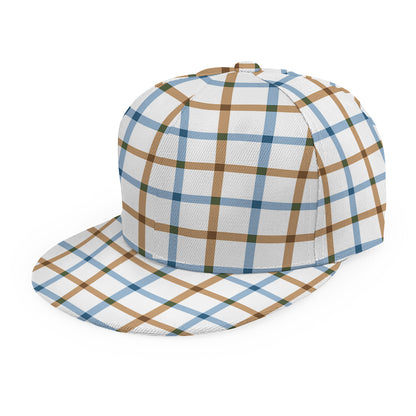 Blue And Brown Tattersall Pattern Print Snapback Cap
