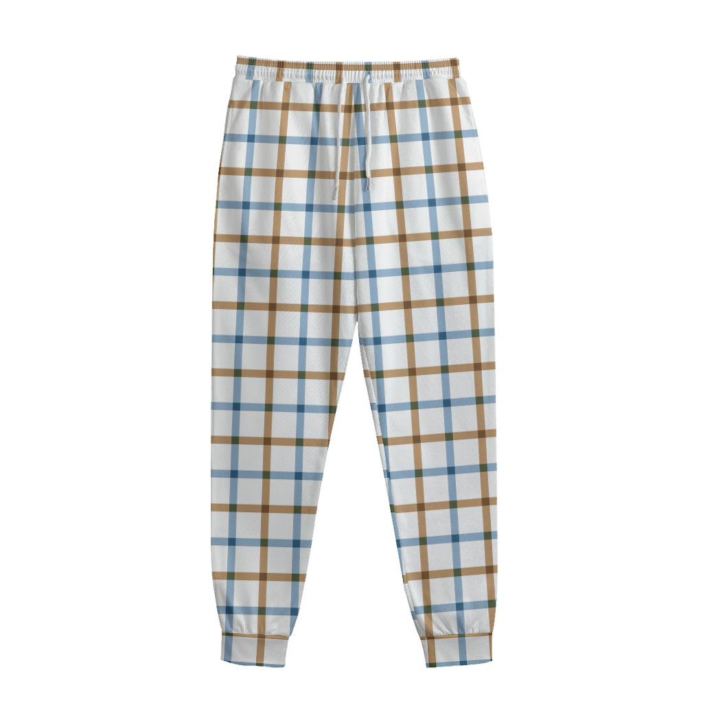 Blue And Brown Tattersall Pattern Print Sweatpants