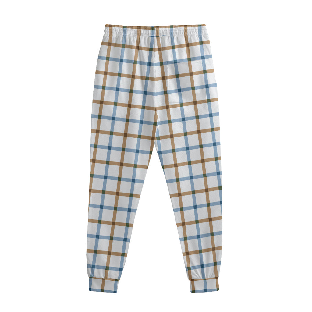 Blue And Brown Tattersall Pattern Print Sweatpants