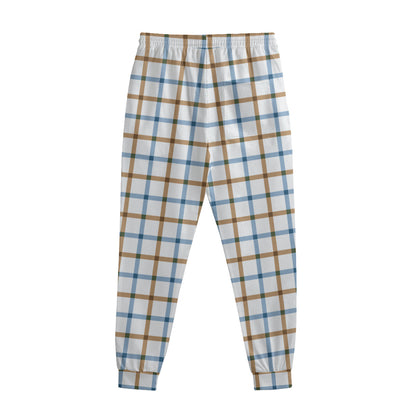 Blue And Brown Tattersall Pattern Print Sweatpants