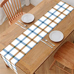 Blue And Brown Tattersall Pattern Print Table Runner