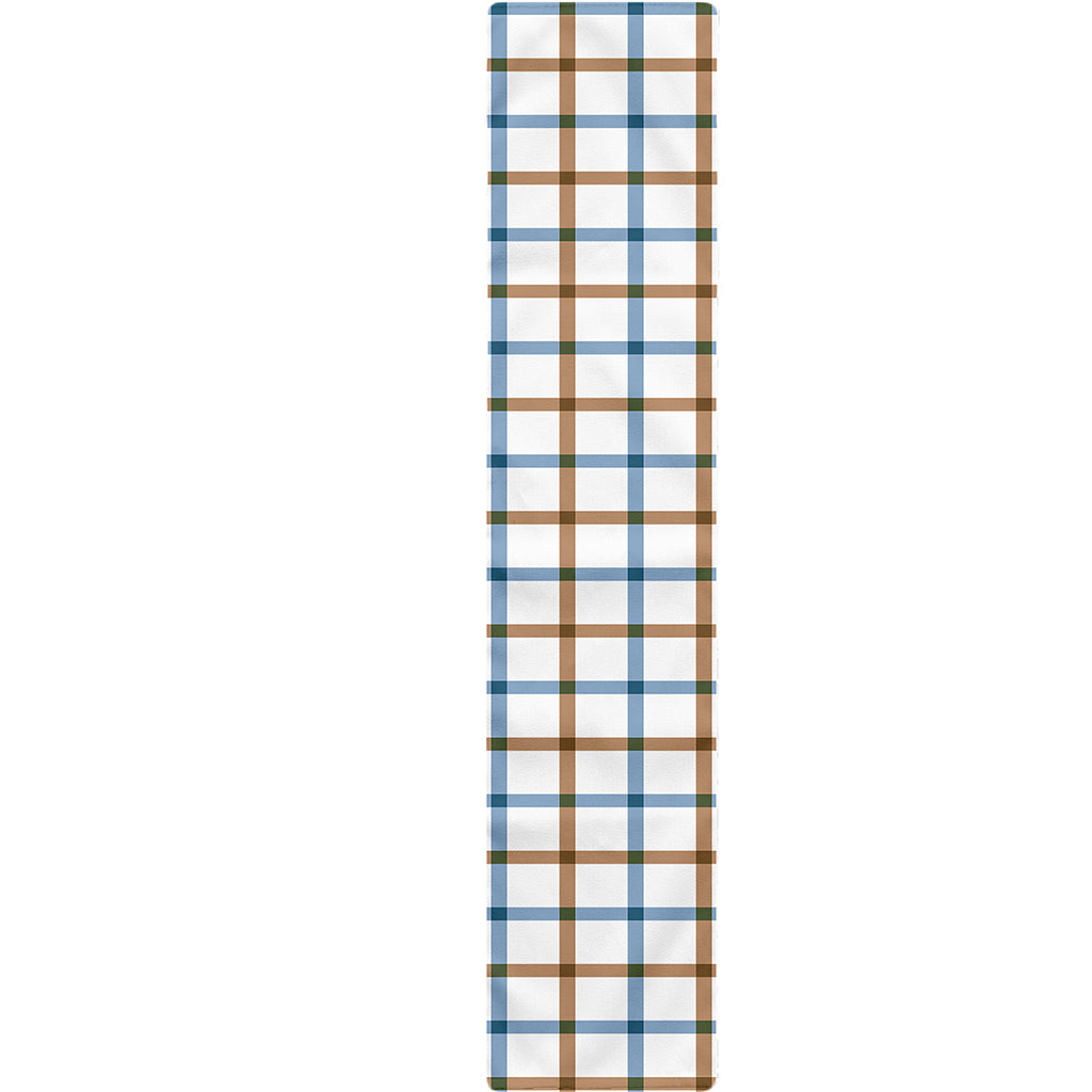 Blue And Brown Tattersall Pattern Print Table Runner