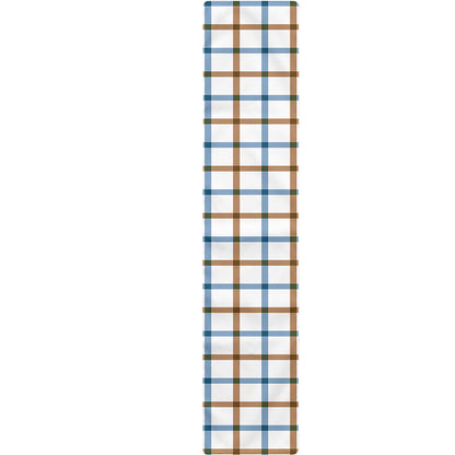 Blue And Brown Tattersall Pattern Print Table Runner