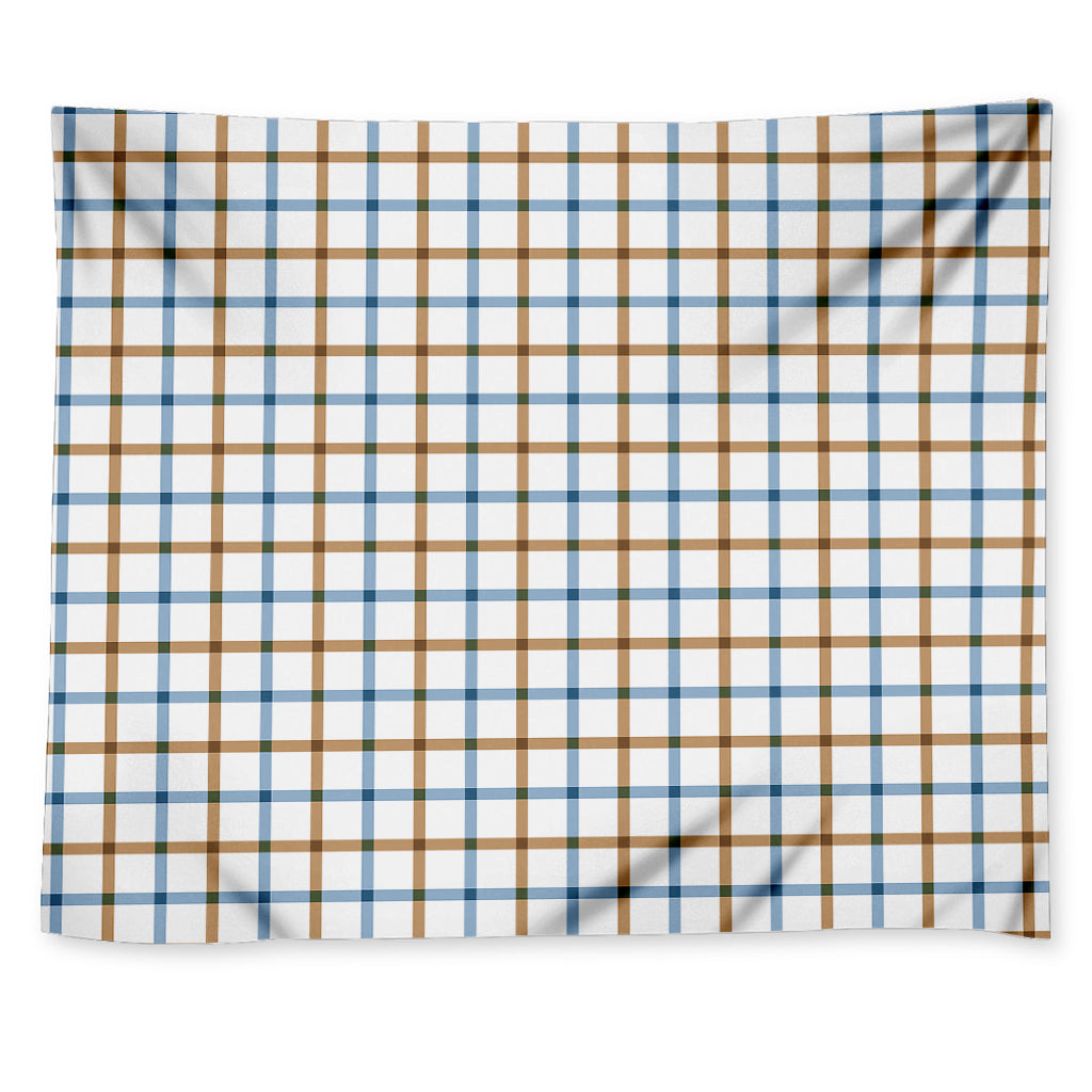 Blue And Brown Tattersall Pattern Print Tapestry