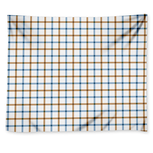 Blue And Brown Tattersall Pattern Print Tapestry