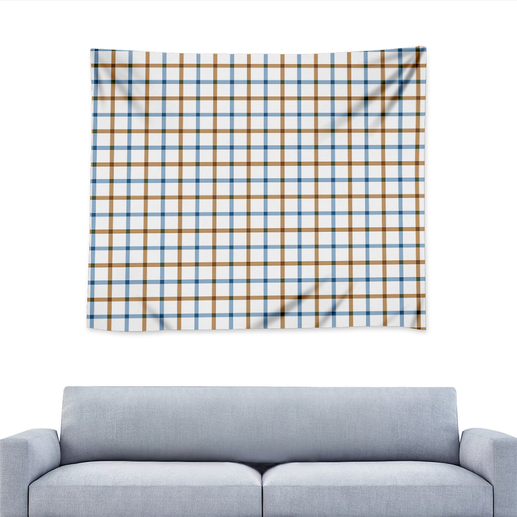 Blue And Brown Tattersall Pattern Print Tapestry