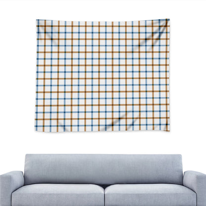 Blue And Brown Tattersall Pattern Print Tapestry