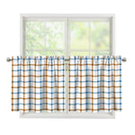 Blue And Brown Tattersall Pattern Print Tier Curtains