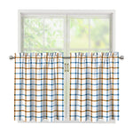 Blue And Brown Tattersall Pattern Print Tier Curtains