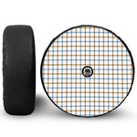 Blue And Brown Tattersall Pattern Print Tire Cover With Camera Hole