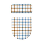 Blue And Brown Tattersall Pattern Print Toilet Lid And Tank Cover Set