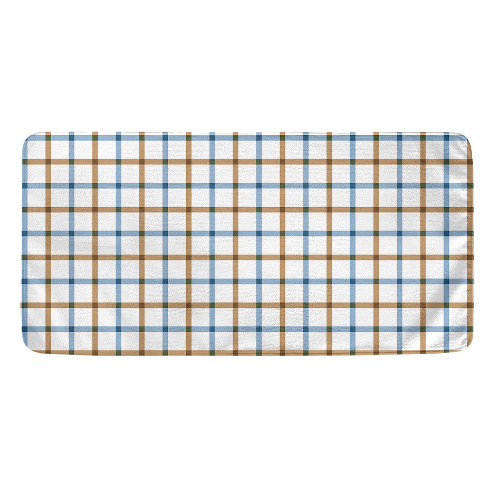 Blue And Brown Tattersall Pattern Print Towel
