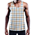 Blue And Brown Tattersall Pattern Print Men's Workout Tank Top