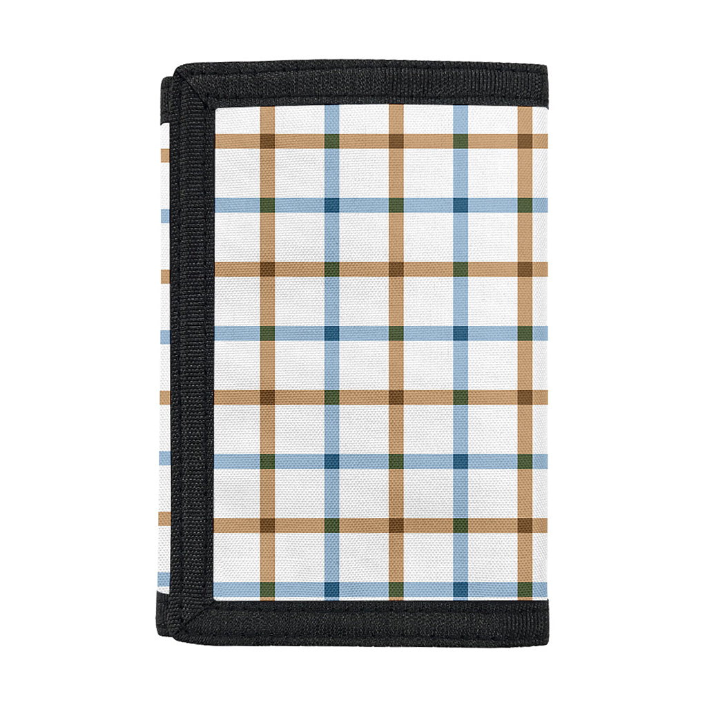 Blue And Brown Tattersall Pattern Print Trifold Wallet