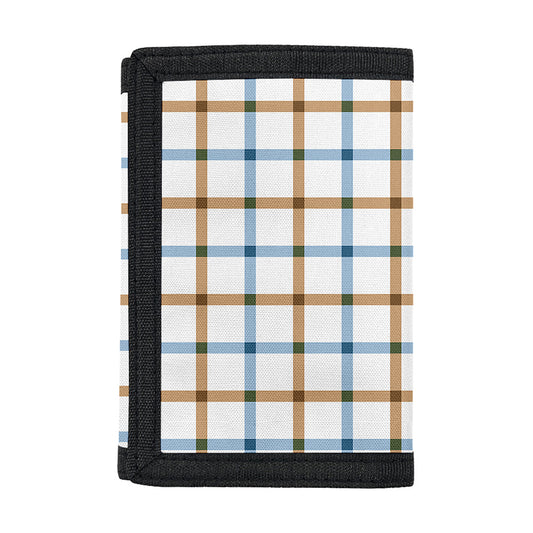 Blue And Brown Tattersall Pattern Print Trifold Wallet