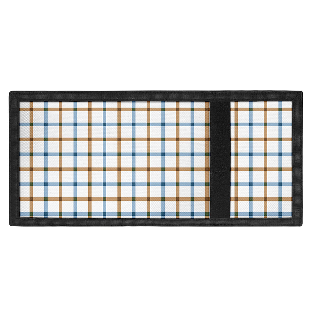 Blue And Brown Tattersall Pattern Print Trifold Wallet